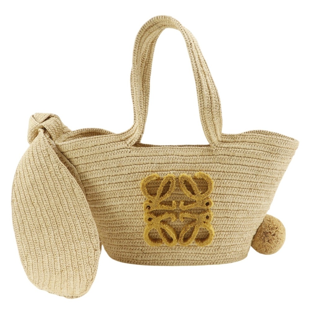 Loewe Bunny Basket Handbag, A223S17X01, Raffia x Calfskin, Made in Madagascar... - Picture 1 of 16